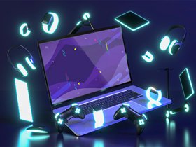 hardware image laptop phone headphone